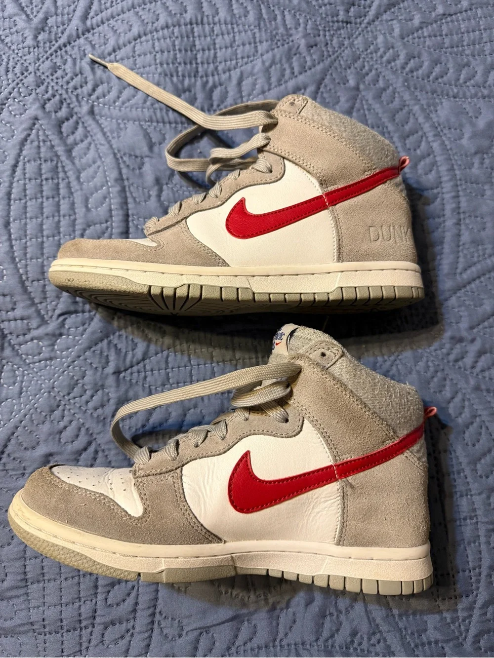 Youth Nike Athletic Club High-Top Sneakers in Beige and Red